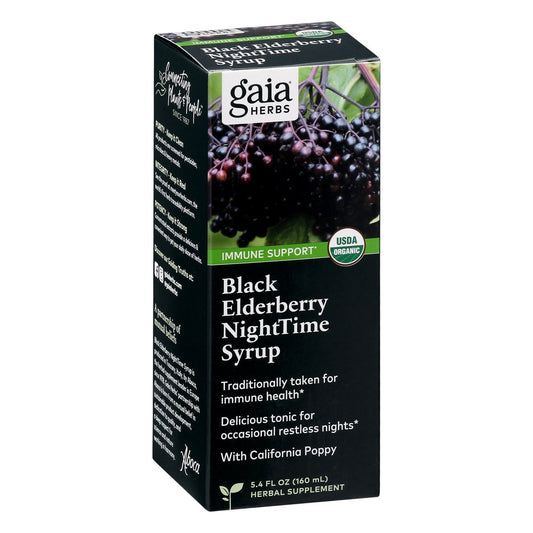 Gaia Black Elderberry Nighttime Syrup  5.4oz